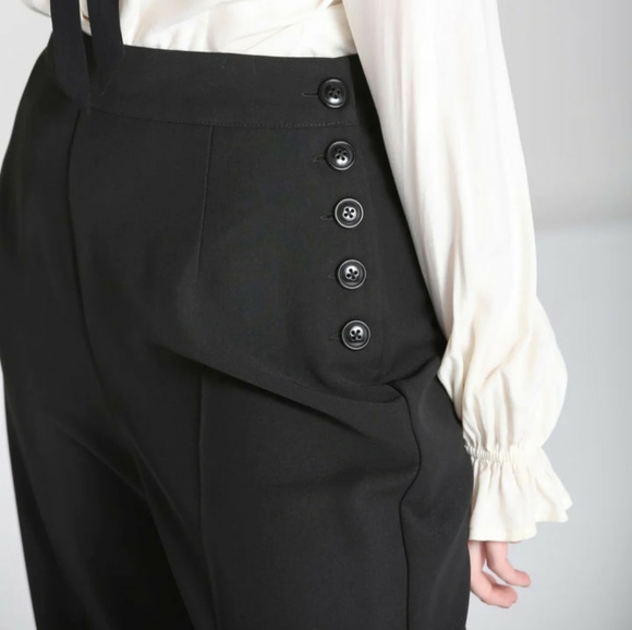 Black Wide Leg Ginger Pants by Hell Bunny - Picture 2 of 2
